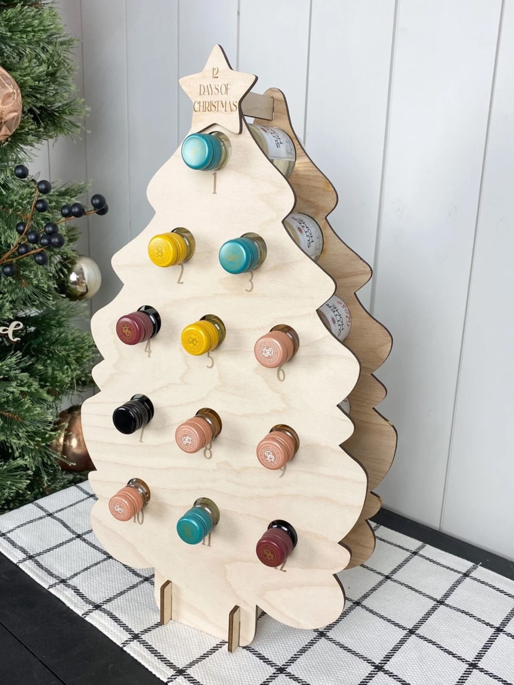 Wooden Christmas Tree Mini-Wine Advent Calendar
